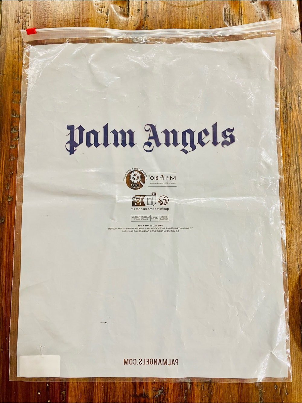 Palm Angels Plastic Bag Ziplock Resealable Shirt Hoodie Clothing Travel Bag Gift